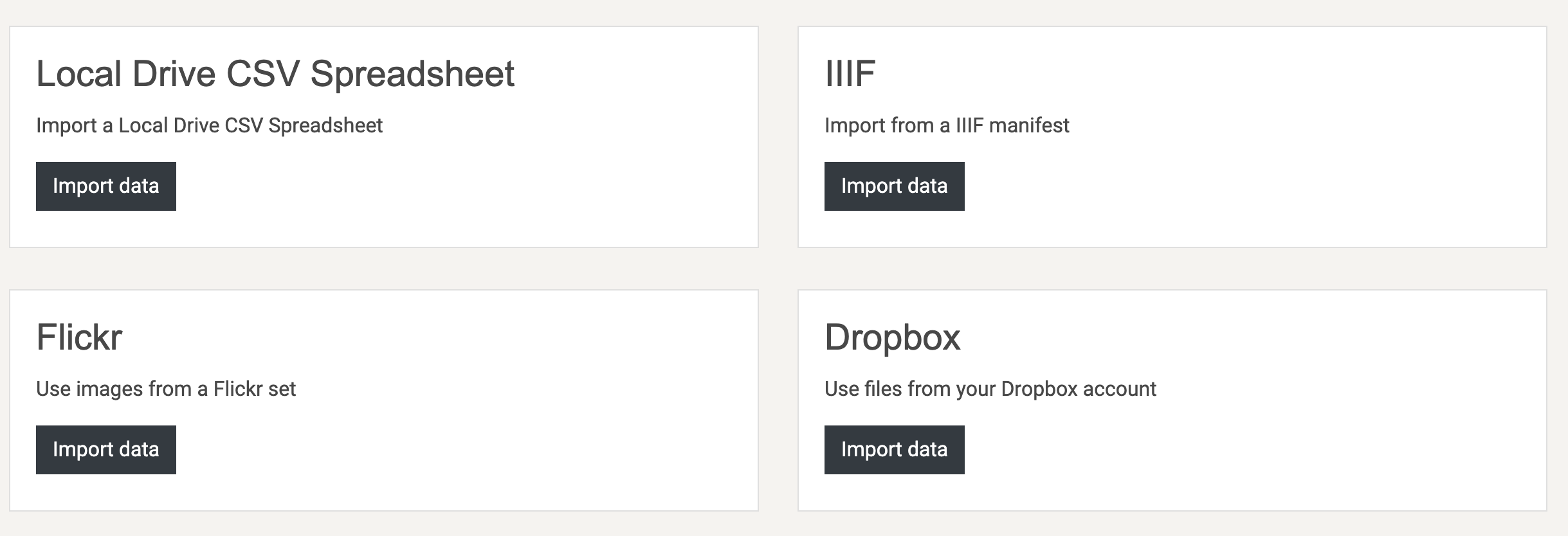 Screenshot of importers